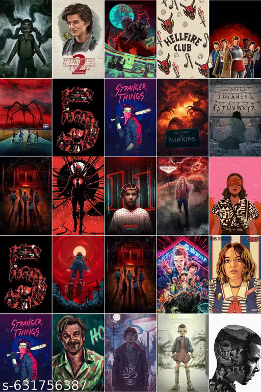 Aesthetic stranger things poster card combo of 25 sizes A6